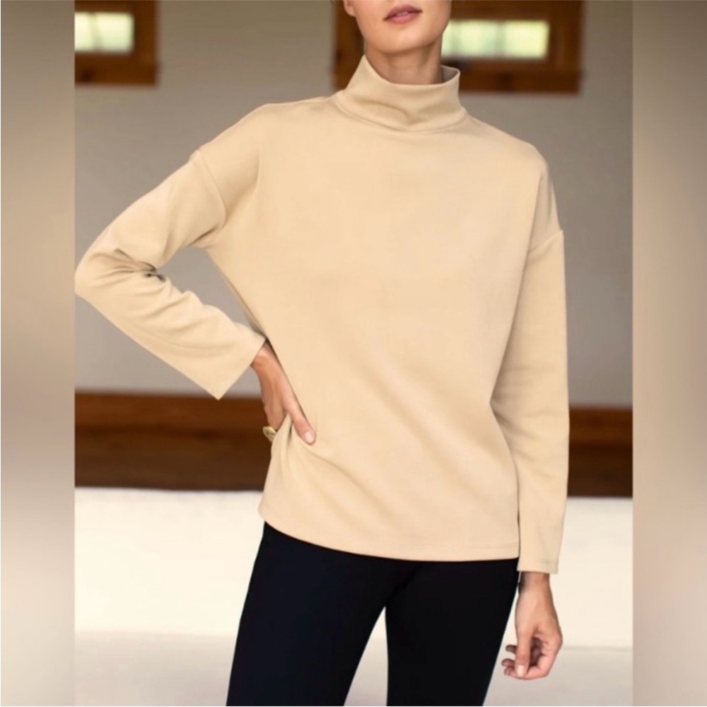 Emerson Fry Blouse Edie Long Sleeve Mock Neck in Wheat